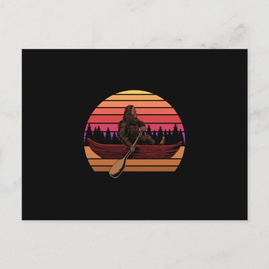 Retro Bigfoot in Canoe Briefkaart (Voorkant)