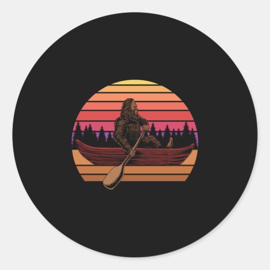 Retro  Bigfoot in kano Ronde Sticker (Voorkant)