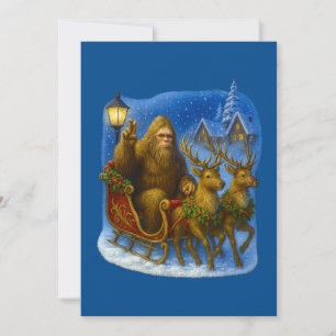 Retro Bigfoot Kerstman & Rendier Vintage 90s Knus Feestdagenkaart