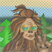 Retro Bigfoot | kleuren Sasquatch Pop Art Sticker (Voorkant)