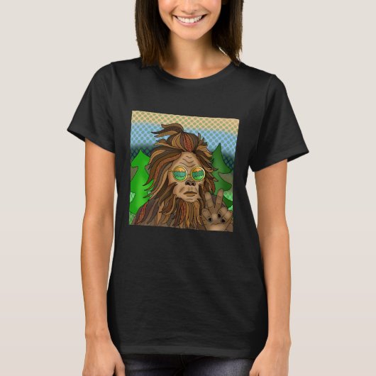 Retro Bigfoot |  kleuren Sasquatch Pop Art T-shirt (Voorkant)
