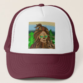 Retro Bigfoot |  kleuren Sasquatch Pop Art Trucker Pet