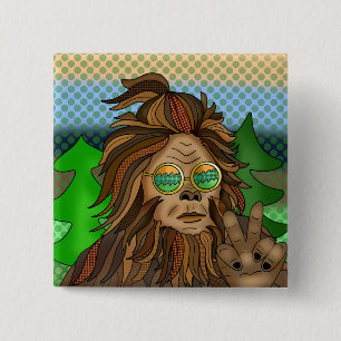 Retro Bigfoot    kleuren Sasquatch Pop Art Vierkante Button 5,1 Cm