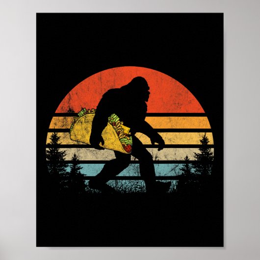 Retro Bigfoot met Taco Funny Cinco de Mayo SA Poster (Voorkant)