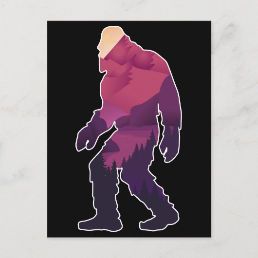 Retro Bigfoot Mountain Forest Landscape Wilderness Briefkaart (Voorkant)