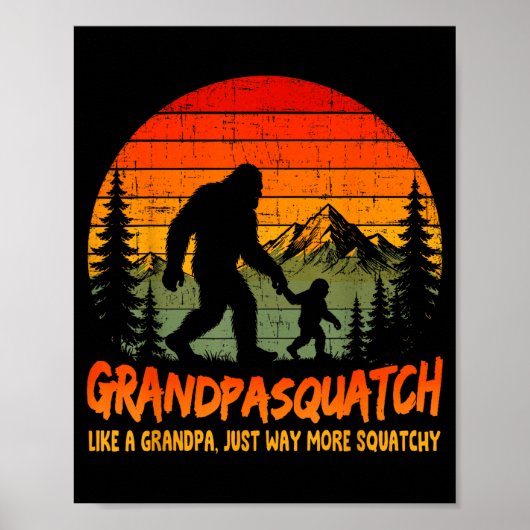 Retro bigfoot opa squatch als een opa poster (Voorkant)