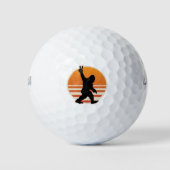 Retro Bigfoot Peace Sign Golfballen (Voorkant)