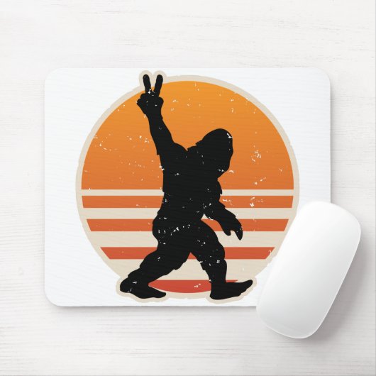 Retro Bigfoot Peace Sign Muismat (Met muis)