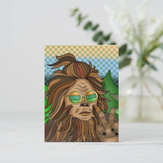 Retro Bigfoot | Pop Art Sasquatch Briefkaart (Staand voorkant)