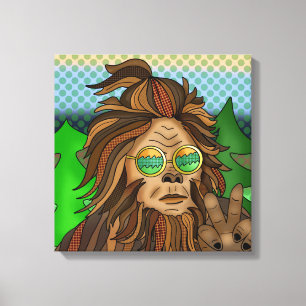 Retro Bigfoot Pop Art Sasquatch Canvas Afdruk