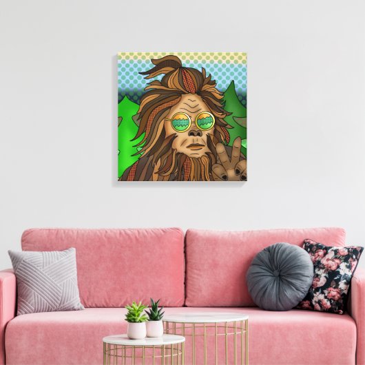 Retro Bigfoot | Pop Art Sasquatch Canvas Afdruk (Insitu (Woonkamer))