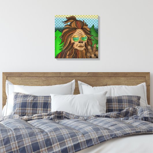 Retro Bigfoot | Pop Art Sasquatch Canvas Afdruk (Insitu (Slaapkamer))