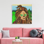 Retro Bigfoot | Pop Art Sasquatch Canvas Afdruk (Insitu (Woonkamer))