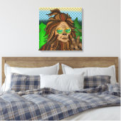 Retro Bigfoot | Pop Art Sasquatch Canvas Afdruk (Insitu (Slaapkamer))