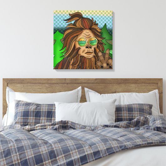 Retro Bigfoot | Pop Art Sasquatch Canvas Afdruk (Insitu (Slaapkamer))