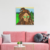 Retro Bigfoot | Pop Art Sasquatch Canvas Afdruk (Insitu (Woonkamer))