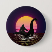 Retro Bigfoot Riding the Loch Ness Round Ronde Button 7,6 Cm (Voorkant)