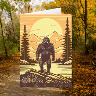 Retro Bigfoot Sasquatch Bergen Verjaardag Kaart