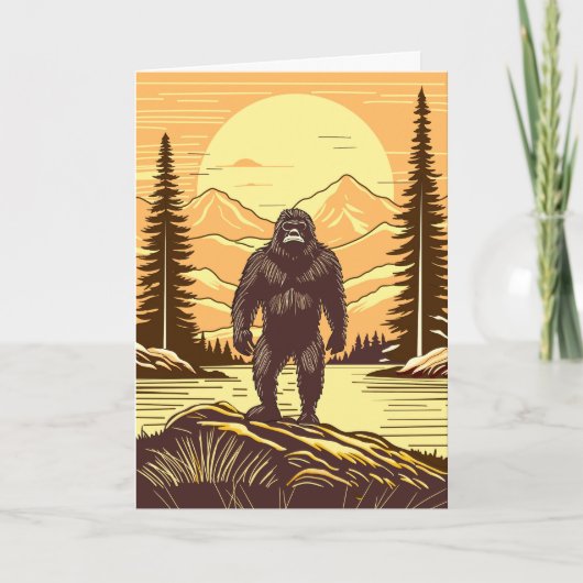 Retro Bigfoot Sasquatch Bergen Verjaardag Kaart (Voorkant)