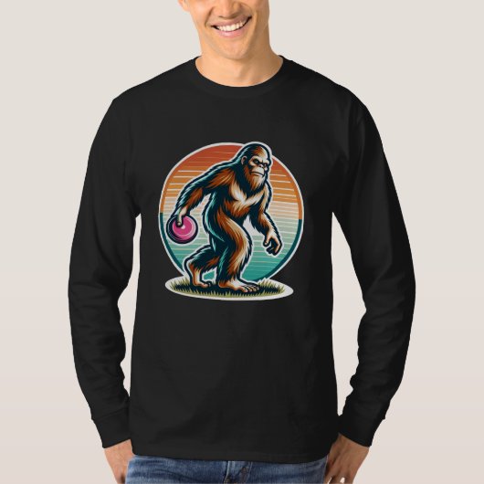 Retro Bigfoot Sasquatch Disc Golf T-shirt (Voorkant)