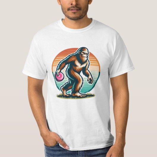 Retro Bigfoot Sasquatch Disc Golf T-shirt (Voorkant)