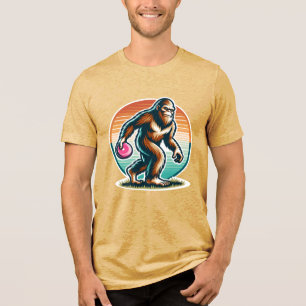 Retro Bigfoot Sasquatch Disc Golf Tri-Blend Shirt