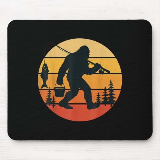 Retro Bigfoot Sasquatch Vist Grappige geschenken P Muismat (Voorkant)