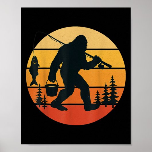 Retro Bigfoot Sasquatch Vist Grappige geschenken P Poster (Voorkant)