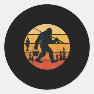 Retro Bigfoot Sasquatch Vist Grappige geschenken P Ronde Sticker