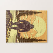 Retro Bigfoot Sasquatchgebergte Legpuzzel (Horizontaal)