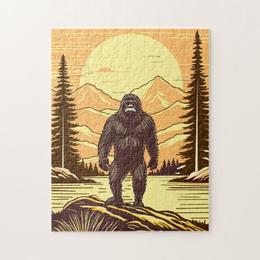 Retro Bigfoot Sasquatchgebergte Legpuzzel (Verticaal)