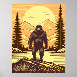 Retro Bigfoot  Sasquatchgebergte Poster