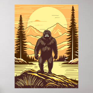 Retro Bigfoot Sasquatchgebergte Poster