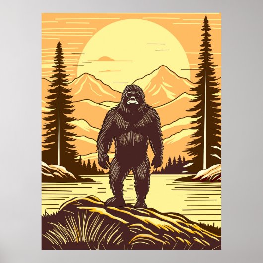 Retro Bigfoot  Sasquatchgebergte Poster (Voorkant)