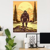 Retro Bigfoot  Sasquatchgebergte Poster (Thuiskantoor)