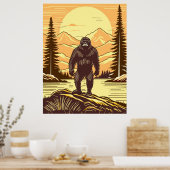Retro Bigfoot  Sasquatchgebergte Poster (Keuken)