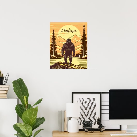 Retro Bigfoot Sasquatchgebergte Poster (Thuiskantoor)