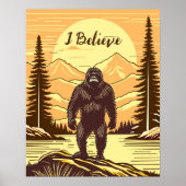 Retro Bigfoot Sasquatchgebergte Poster (Voorkant)