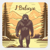 Retro Bigfoot Sasquatchgebergte Vierkante Sticker (Voorkant)
