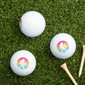Retro Bigfoot Saxofoon Zonsondergang Design Golfballen (Insitu Gras)