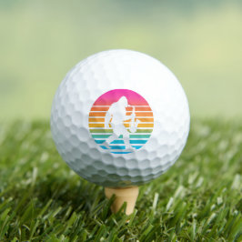 Retro Bigfoot Saxofoon Zonsondergang Design Golfballen