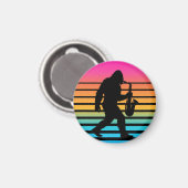 Retro Bigfoot Saxofoon Zonsondergang Magneet (Voorkant / Achterkant)