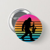 Retro Bigfoot Saxofoon Zonsondergang Ronde Button 5,7 Cm (Voorkant /achterkant)
