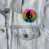 Retro Bigfoot Saxofoon Zonsondergang Ronde Button 5,7 Cm (In situ)