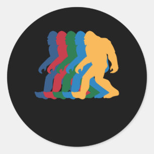 Retro Bigfoot Silhouette 70s  Ronde Sticker