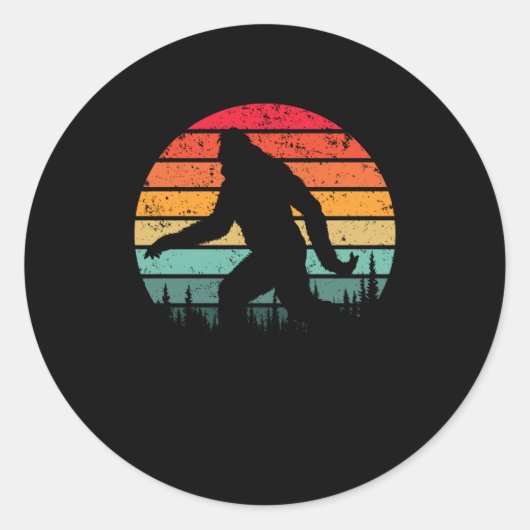 Retro Bigfoot Silhouette Sun geloof! Origineel 80' Ronde Sticker (Voorkant)