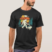 Retro Bigfoot Wandelen Engelse Bulldog Dog Walker  T-shirt (Voorkant)