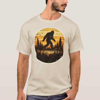 Retro Bigfoot Zonsondergang Silhouet Vintage Sasqu T-shirt