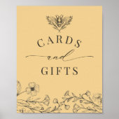 Retro Bij Geel Kaarten & Cadeaus Bord Poster (Voorkant)