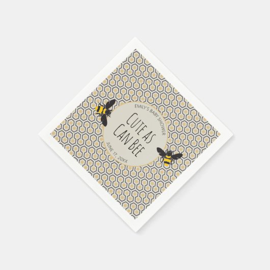 Retro bijen en Honeycomb Baby shower Servet (Hoek)